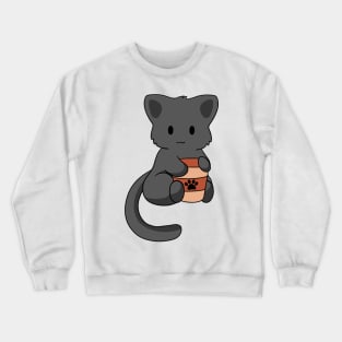 Black Cat with Coffee Crewneck Sweatshirt